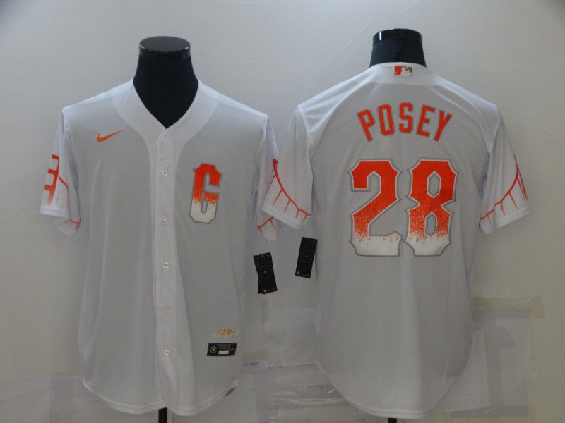 Men San Francisco Giants 28 Posey City Edition White Game Nike 2021 MLB Jersey